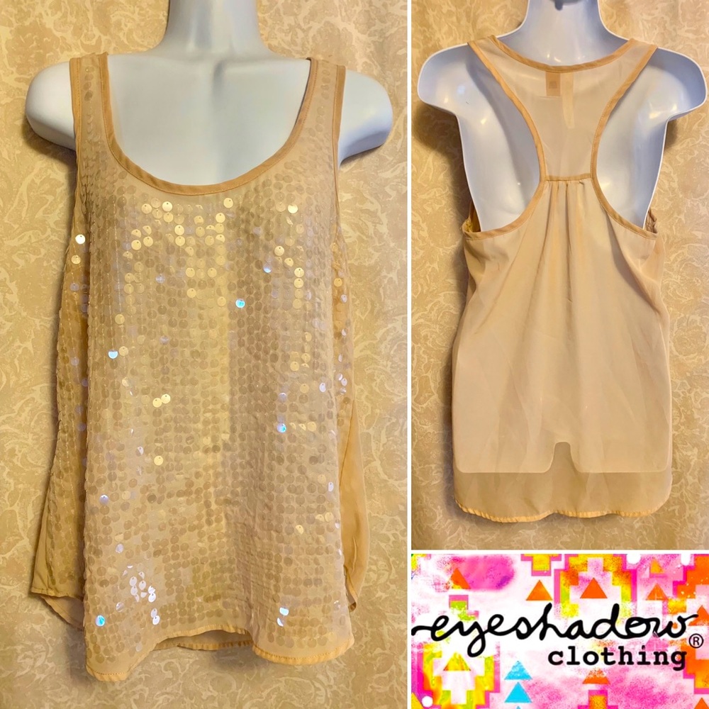 NWOT Eyeshadow Sequined Semi-Sheer Racerback Tank